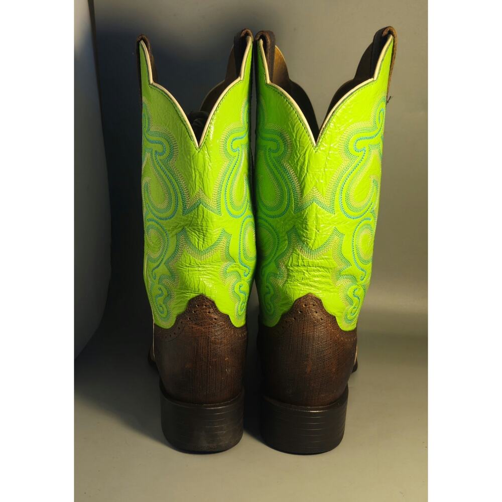 Ariat Quickdraw Western Boot Women 9 Brown Neon Lime Cowgirl Square Toe 10016311 - Picture 5 of 8